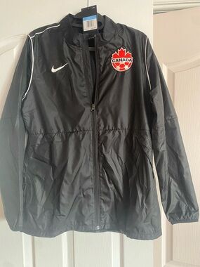 Nike Black Jacket with White Piping and Soccer Canada ! Women’s cut